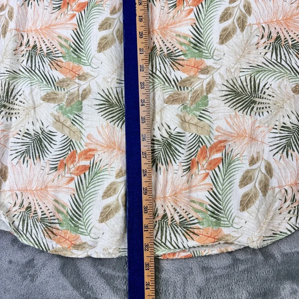 Chaps Seacoast Wash Short Sleeve Floral Print Multi Shirt‎ Linen Blend Men's XXL